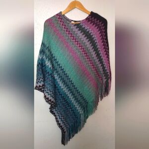 Cato Multicolor Zigzag Poncho